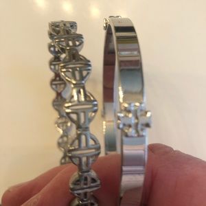 Tory Burch 2 sterling silver bangle bracelets.